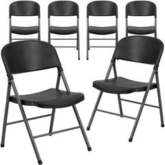 Black Plastic Folding Chair, Set of 6